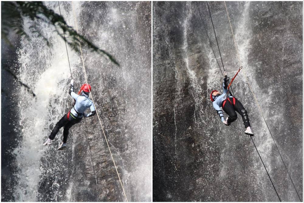 7 Potret Nabila Ishma Rappelling di Curug Dayang Sumbi, Pemberani!