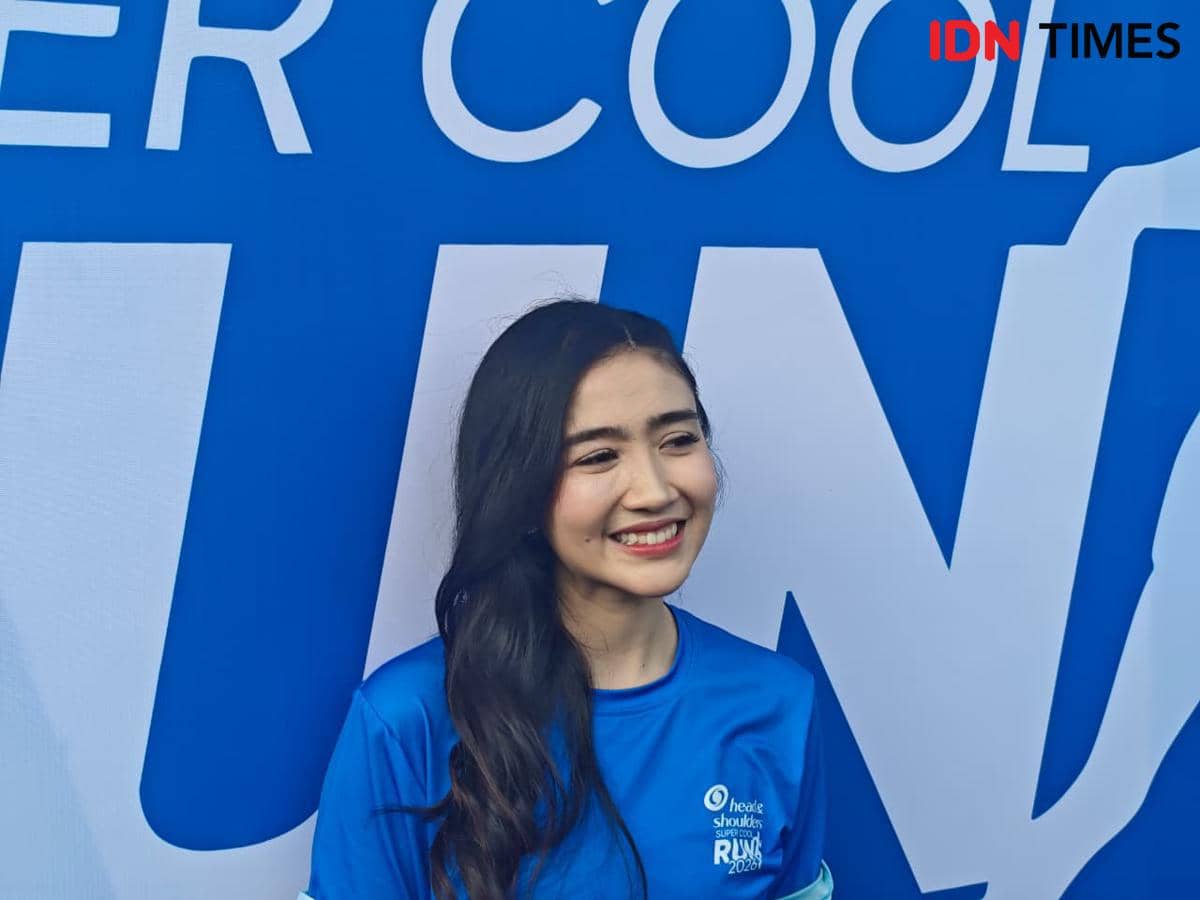 Febby Rastanty di acara Road to Head & Shoulders Super Cool Run 2026 yang digelar pada Sabtu (30/5/2026) di Plaza Parkir Timur Gelora Bung K