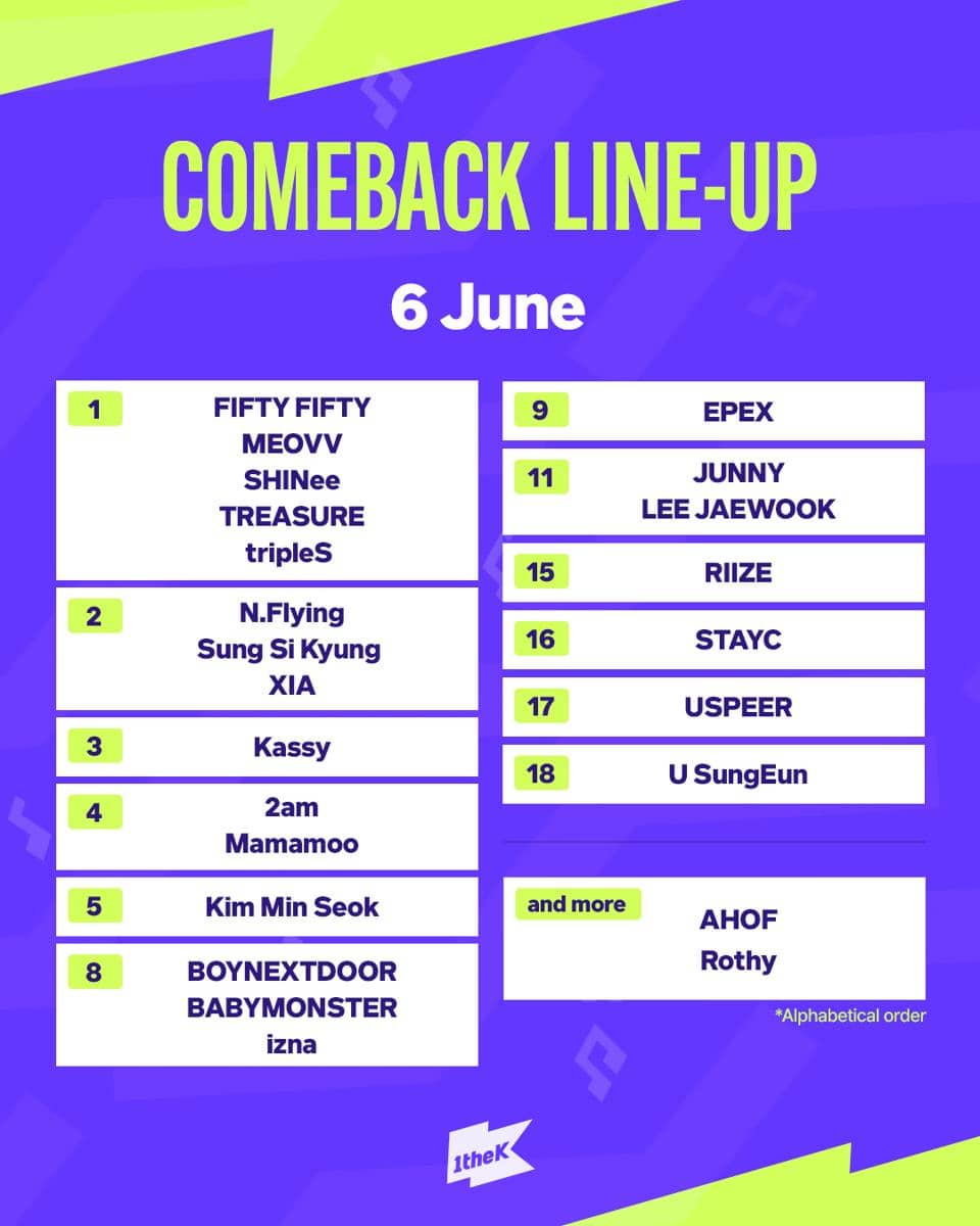 jadwal debut dan comeback idol KPop pada Juni 2026
