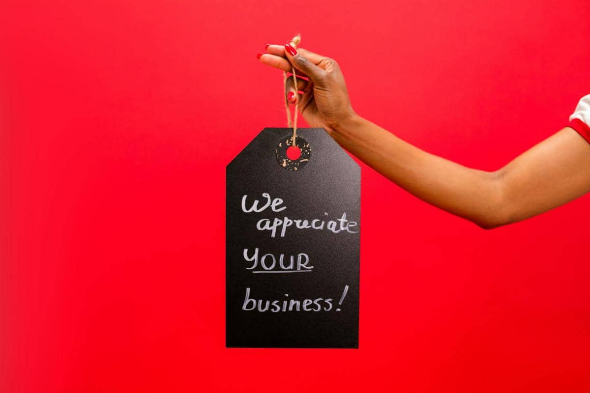 ilustrasi papan ucapan “We appreciate your business”