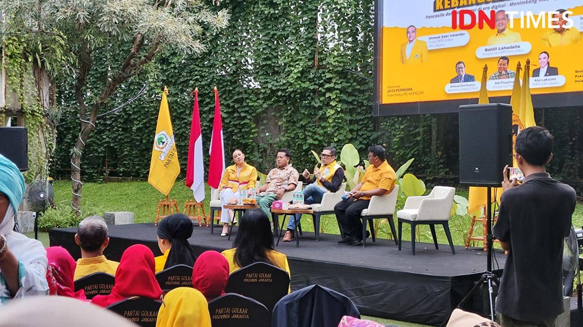 Acara diskusi Pengajian Ideologi Kebangsaan bertajuk Pancasila dan Demokrasi di Era Digital: Menimbang Model Pemilu e-voting di Kantor DPD Golkar DKI Jakarta, Senin (1/6/2026)(IDN Times/Yosafat Diva Bayu Wisesa)
