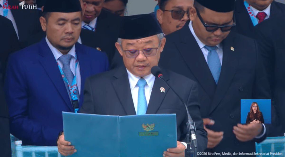 Mendikdasmen Abdul Mu'ti dalam upacara Hari Lahir Pancasila 2026 pada Senin (1/6/2026).