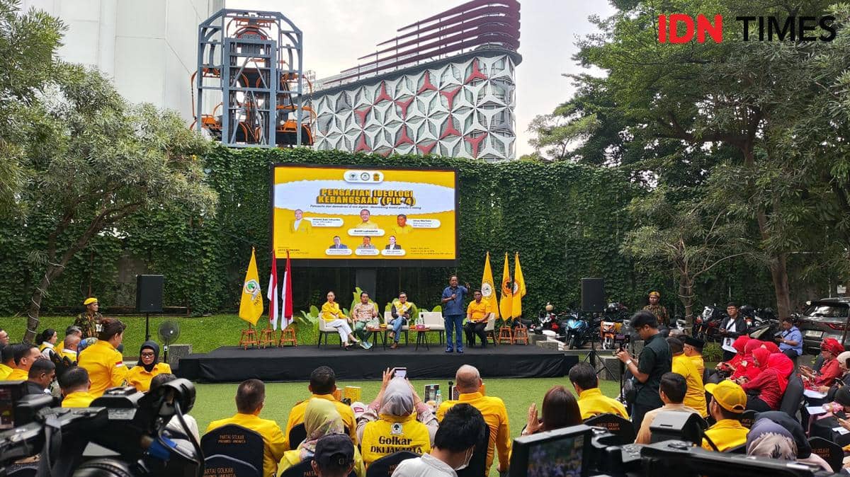 Acara diskusi Pengajian Ideologi Kebangsaan bertajuk Pancasila dan Demokrasi di Era Digital: Menimbang Model Pemilu e-voting di Kantor DPD Golkar DKI Jakarta, Senin (1/6/2026)(IDN Times/Yosafat Diva Bayu Wisesa)