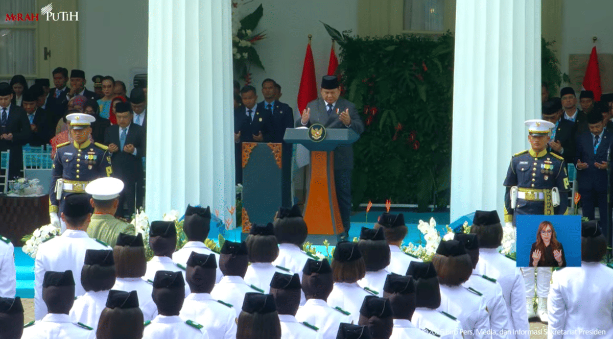Presiden Prabowo Subianto memimpin upacara Hari Lahir Pancasila 2026 pada Senin (1/6/2026). 