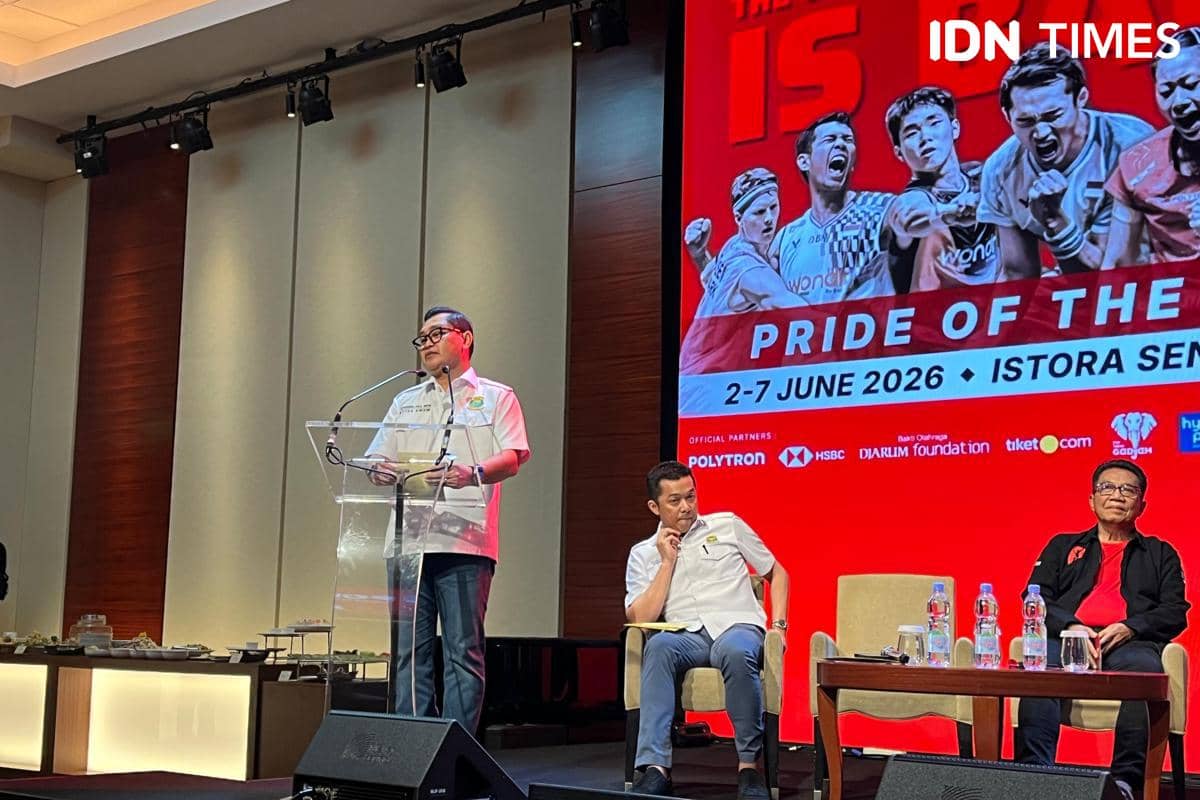 Ketua Umum PP PBSI, M. Fadil Imran dalam Konferensi pers Indonesia Open 2026 (IDN Times/Margith Damanik)