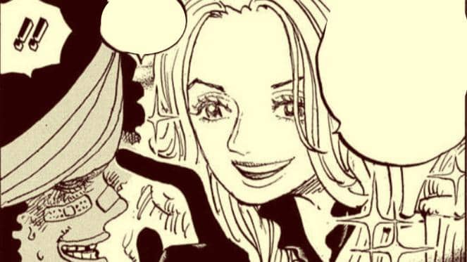 Candelle dan Brook dari manga One Piece sedang berbicara dengan ekspresi wajah berbeda dalam panel hitam putih bergaya khas Eiichiro Oda.