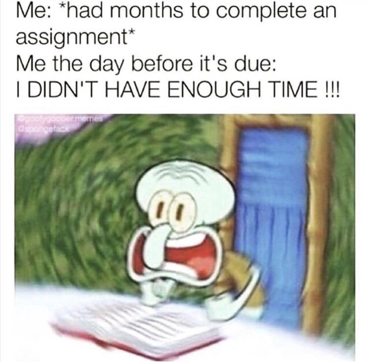 meme SpongeBob tentang menunda-nunda