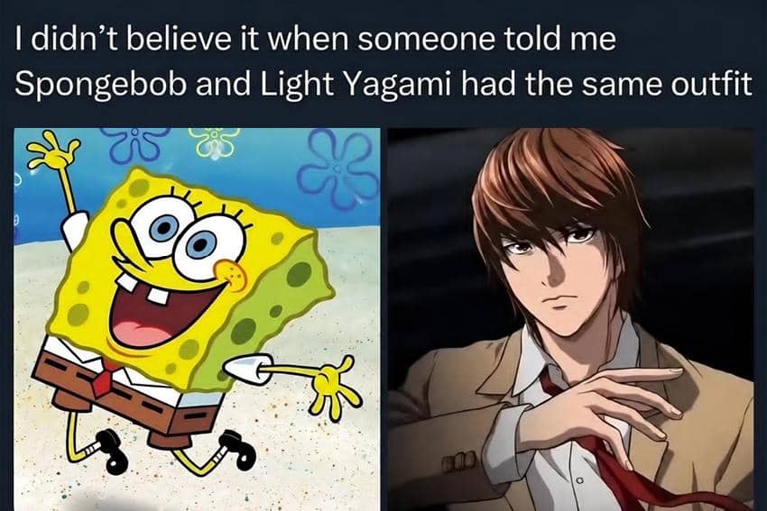 8 Meme SpongeBob tentang Pakaian, Mirip Light Yagami?