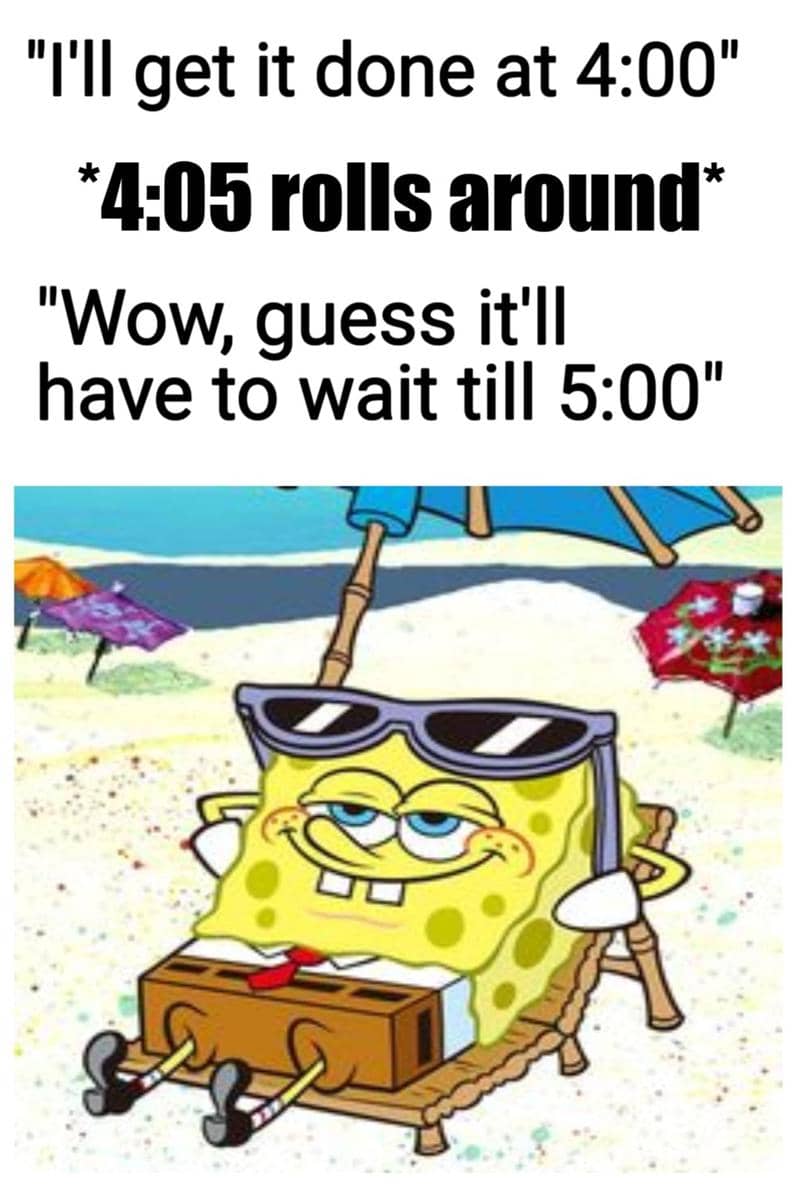 meme SpongeBob tentang menunda-nunda