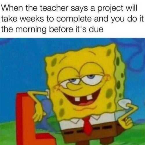 meme SpongeBob tentang menunda-nunda