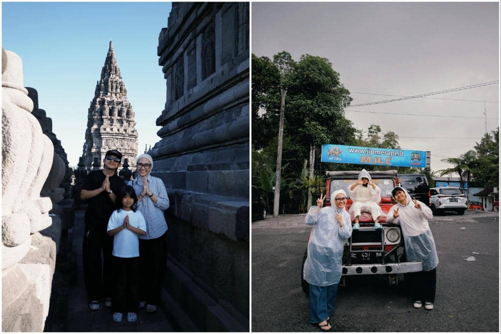 10 Potret Keluarga Indra Jegel Berwisata di Candi Prambanan