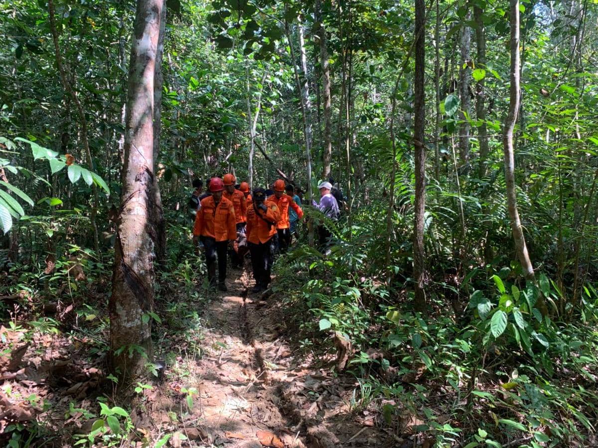 Operasi penyelamatan Thohari (80) pria lansia yang hilang di dalam hutan (Dok: Kantor SAR Palembang)