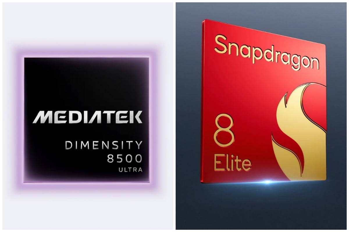 ilustrasi CPU MediaTek Dimensity 8500 Ultra (kiri) dan Qualcomm Snapdragon 8 Elite (kanan) 
