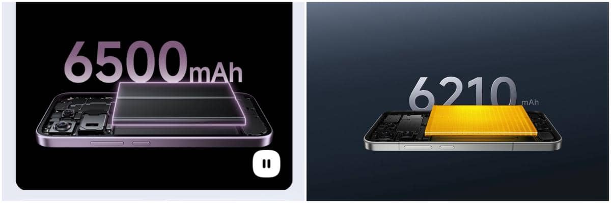 ilustrasi kapasitas baterai Xiaomi 17T (kiri) dan POCO F8 Pro (kanan) 