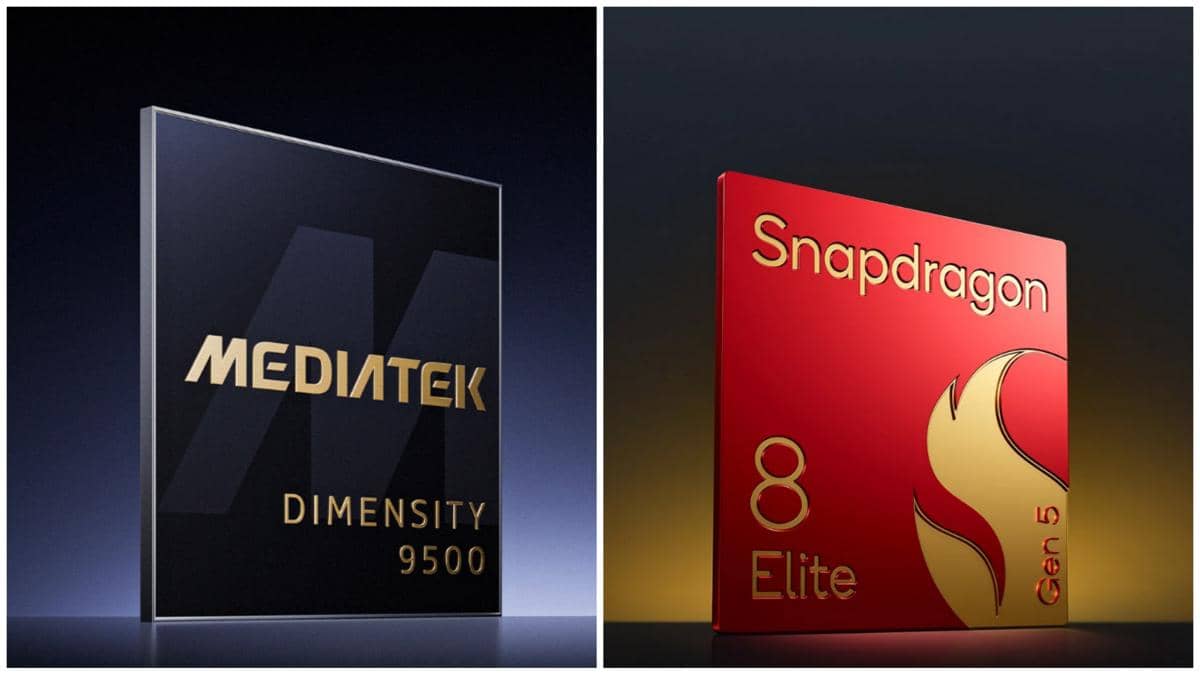 ilustrasi CPU MediaTek Dimensity 9500 (kiri) dan Qualcomm Snapdragon 8 Elite Gen 5 (kanan) 
