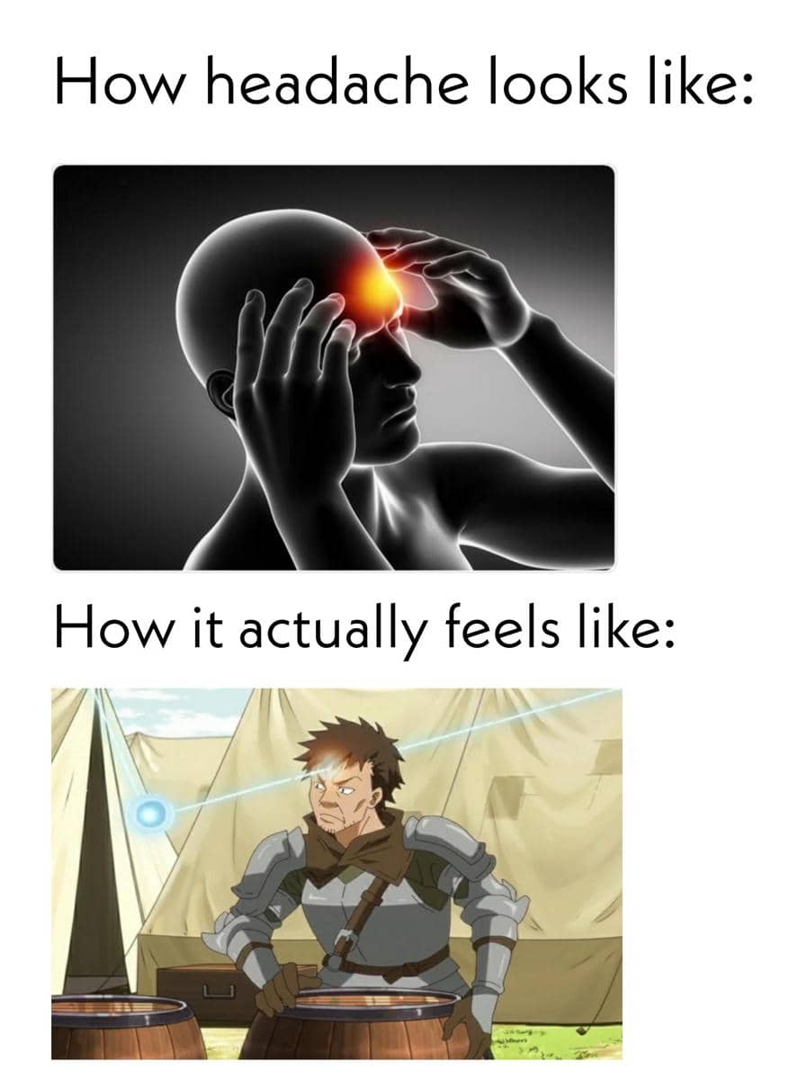 meme anime tentang sakit kepala