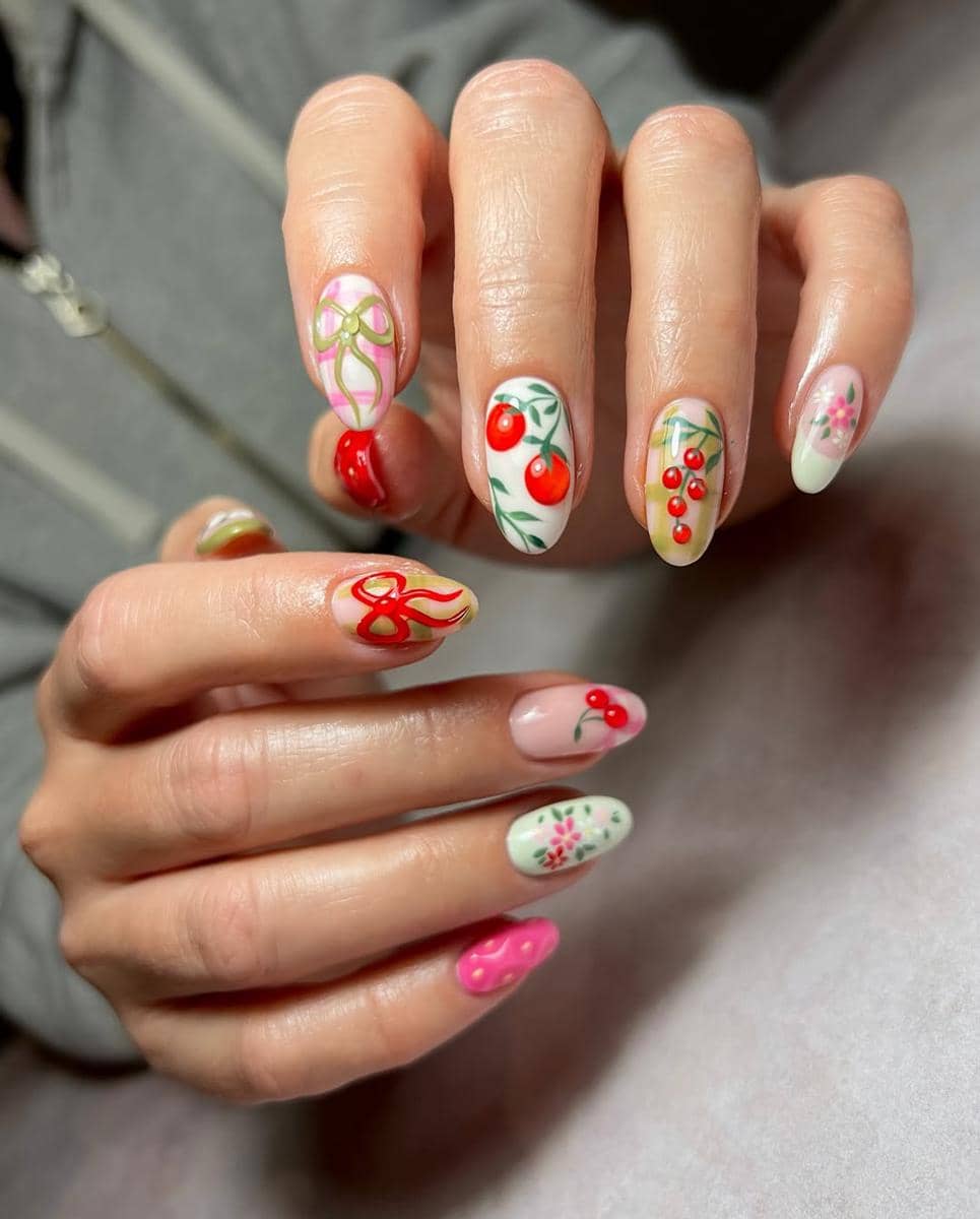 Inspirasi nail art picnic-core
