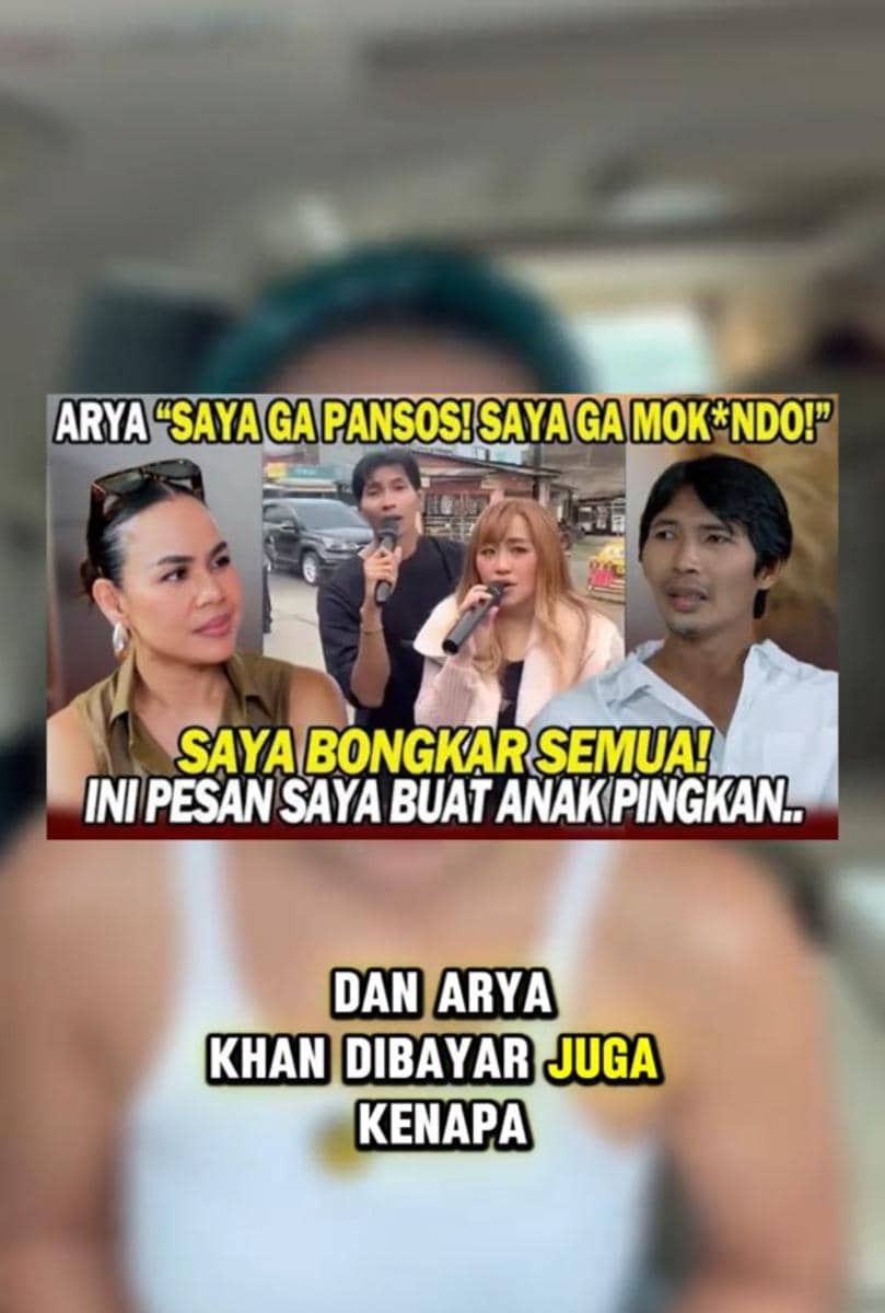 Tangkapan layar video klarifikasi Melaney Ricardo di TikTok dengan kolase beberapa orang dan teks pernyataan kontroversial di layar.