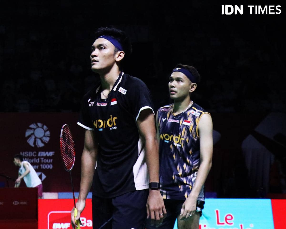 Fajar Alfian/Muhammad Shohibul Fikri menang mudah di 32 besar Kejuaraan Bulu Tangkis Asia 2026. (Dok.PP PBSI)