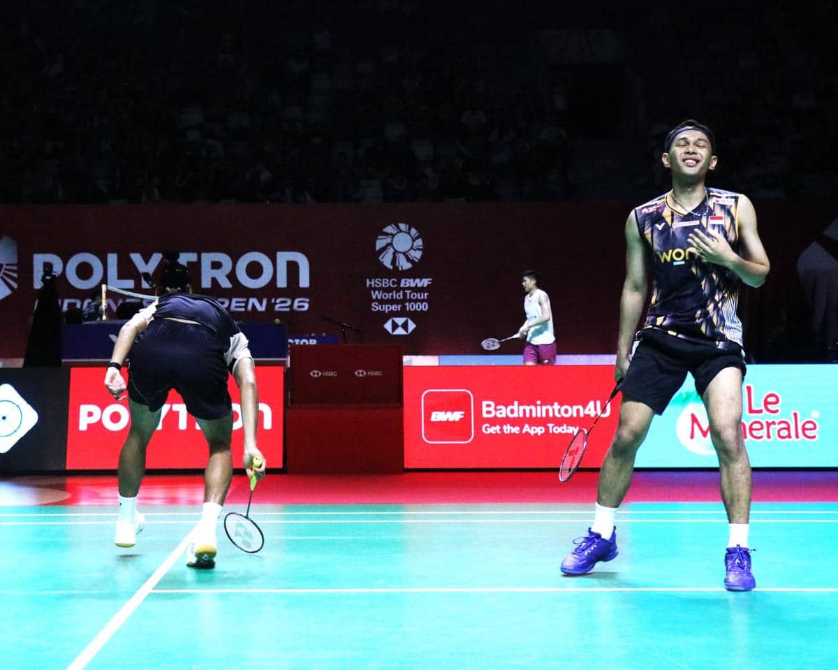Fajar Alfian/Muhammad Shohibul Fikri menang mudah di 32 besar Kejuaraan Bulu Tangkis Asia 2026. (Dok.PP PBSI)