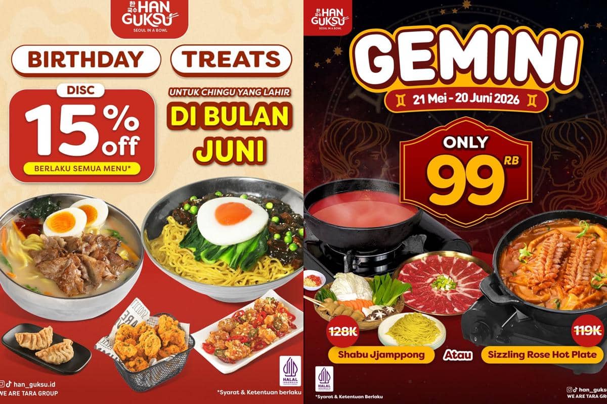 Promo ulang tahun Gemini Juni 2026 di Han Guksu
