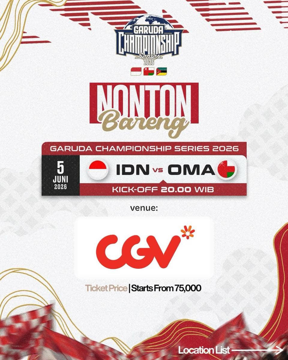 Cara Beli Tiket Nobar Indonesia vs Oman FIFA Matchday di CGV