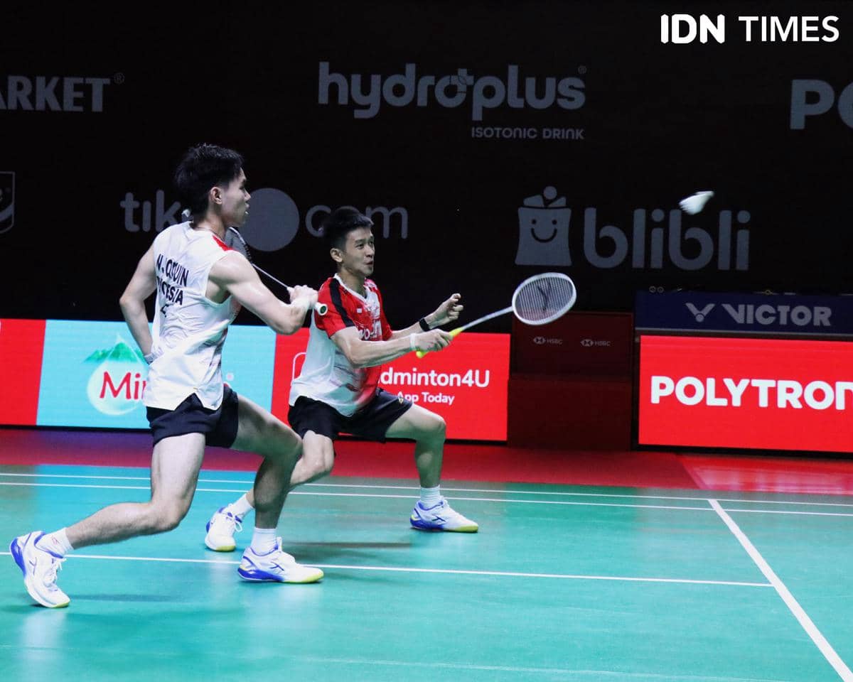 Raymond Indra/Nikolaus Joaquin di 16 Besar Indonesia Open 2026, Kamis (04/07/2026).