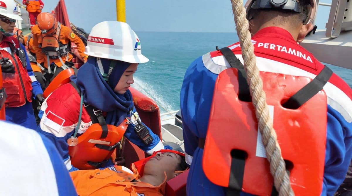 Simulasi keadaan darurat terintegrasi di Integrated Terminal (IT) Semarang yang diadakan PT Pertamina Patra Niaga Regional Jawa Bagian Tenga