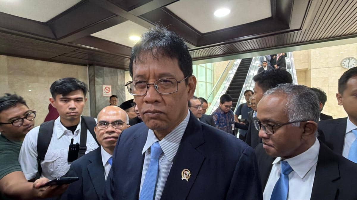 Menteri Keuangan (Menkeu), Purbaya Yudhi Sadewa di Komplek DPR RI, Senayan, Jakarta pada Kamis (4/6/2026). 