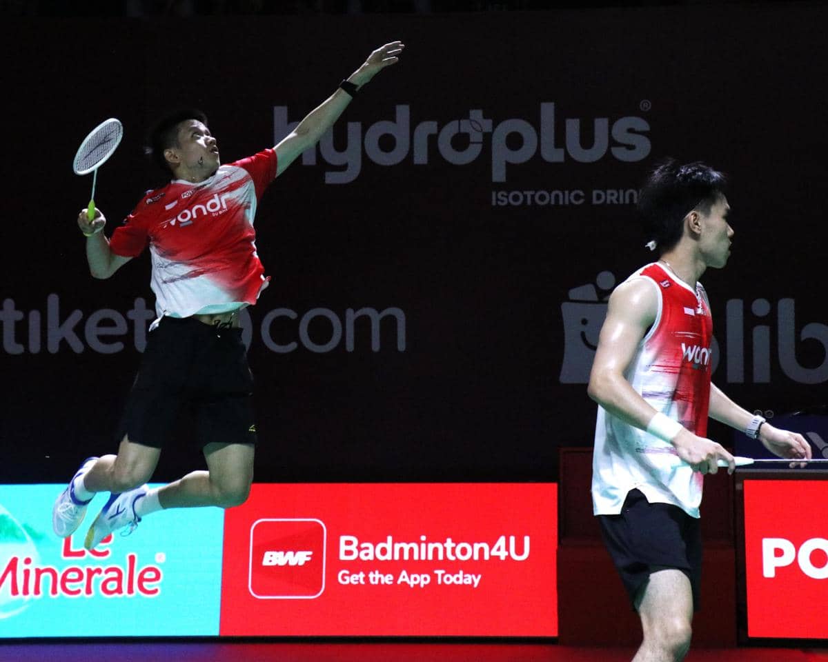 Raymond Indra/Nikolaus Joaquin di 16 Besar Indonesia Open 2026, Kamis (04/07/2026).