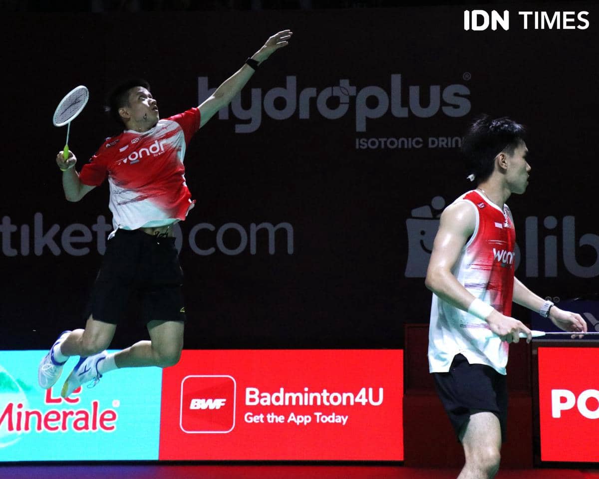 Raymond Indra/Nikolaus Joaquin di 16 Besar Indonesia Open 2026, Kamis (04/07/2026).
