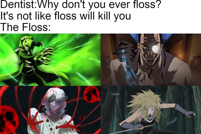 8 Meme Anime tentang Kebersihan Gigi, Jangan Lupa Flossing!