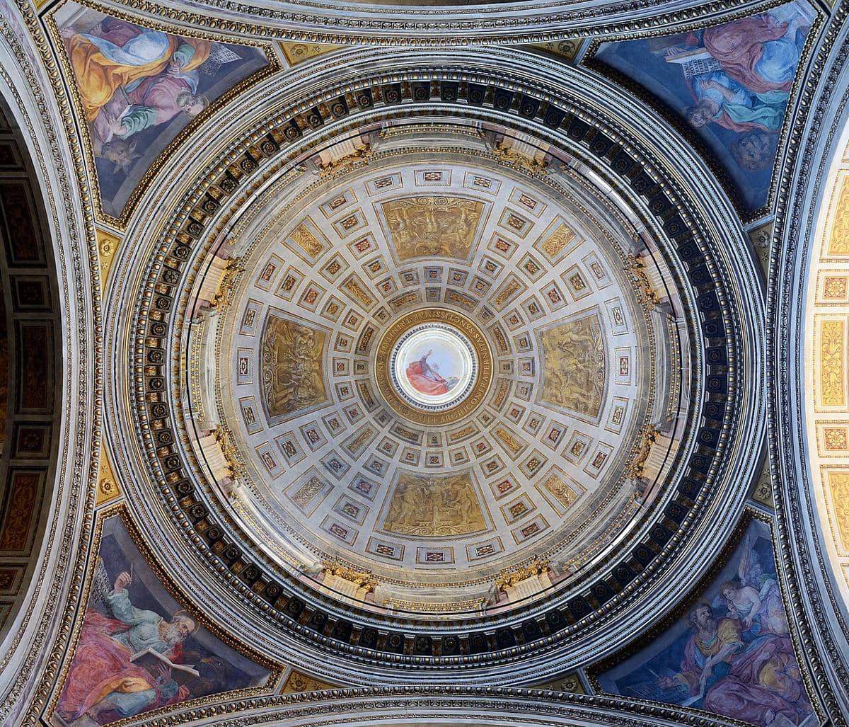 potret lukisan di bagian cupola atau kubah gereja