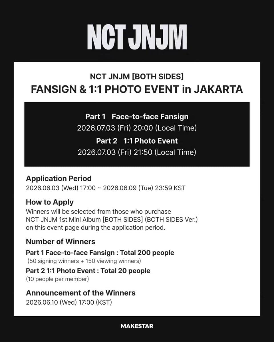 poster fansign dan photo event NCT JNJM Jakarta (instagram.com/makestar_global)