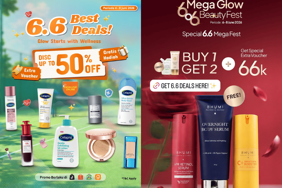 Promo Double Date 6.6, Diskon Skincare Gila-Gilaan Cuma Hari Ini
