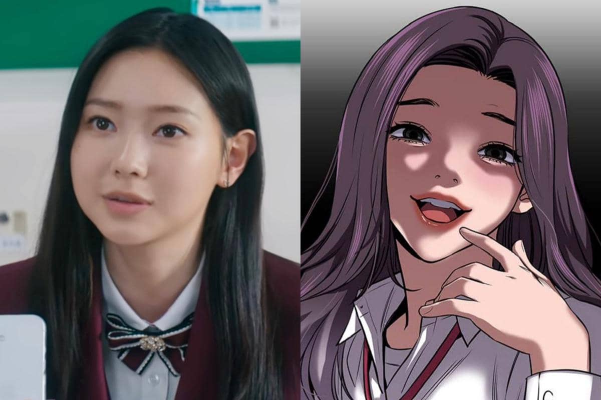 Perbandingan karakter utama dari drama Korea Teach You a Lesson dan versi webtoon The Real Lesson dengan gaya visual berbeda.