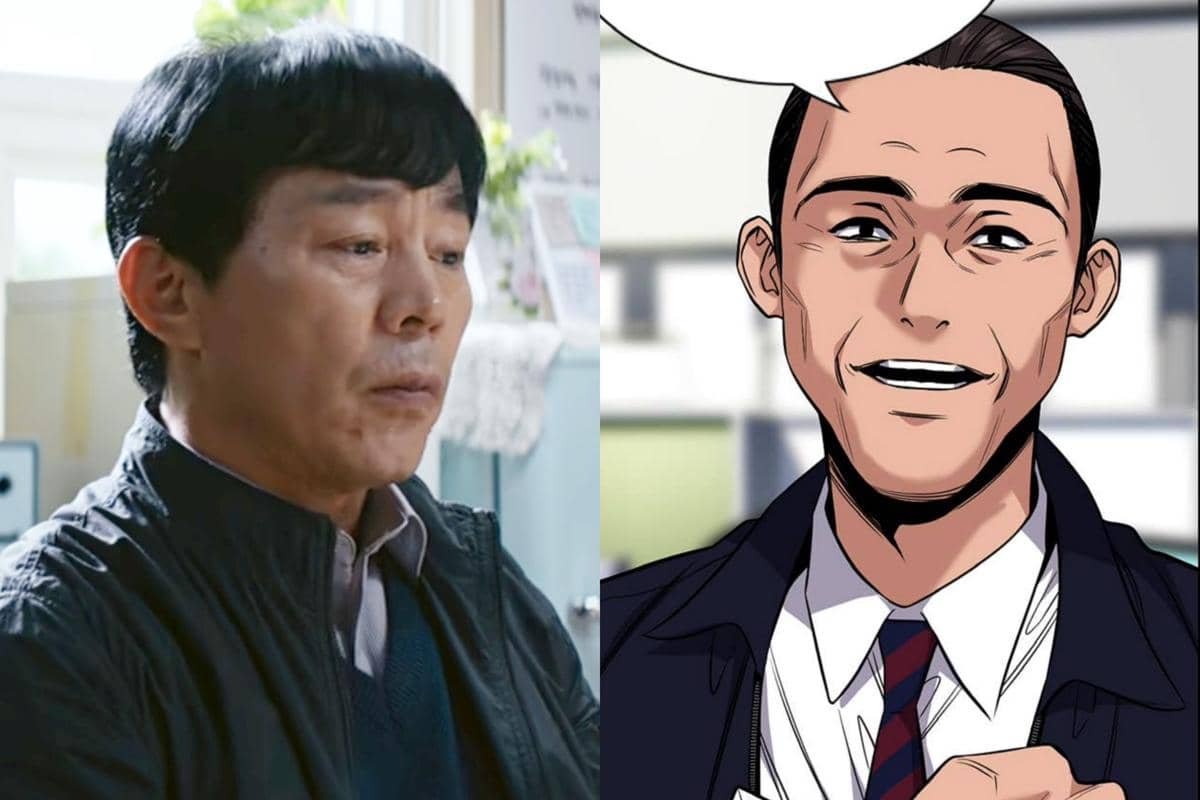Perbandingan karakter dari drama Korea Teach You a Lesson di Netflix dan versi webtoon The Real Lesson yang menampilkan dua sosok berbeda.