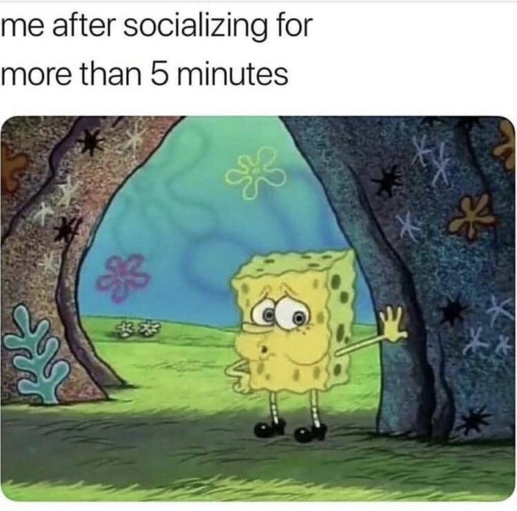 meme SpongeBob tentang bersosialisasi