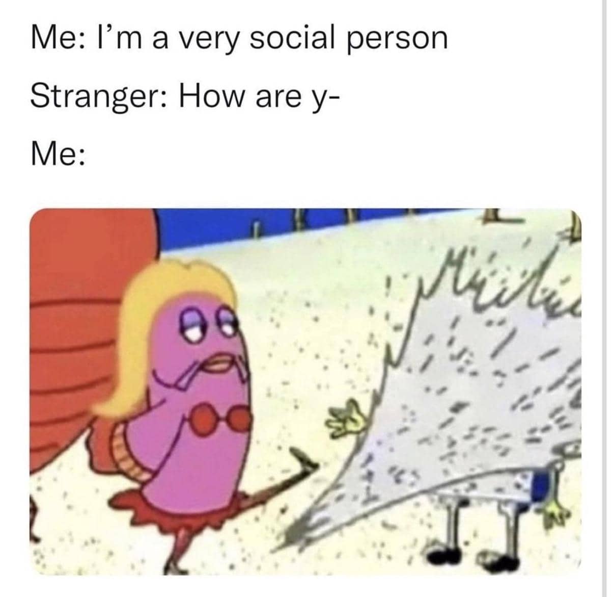 meme SpongeBob tentang bersosialisasi
