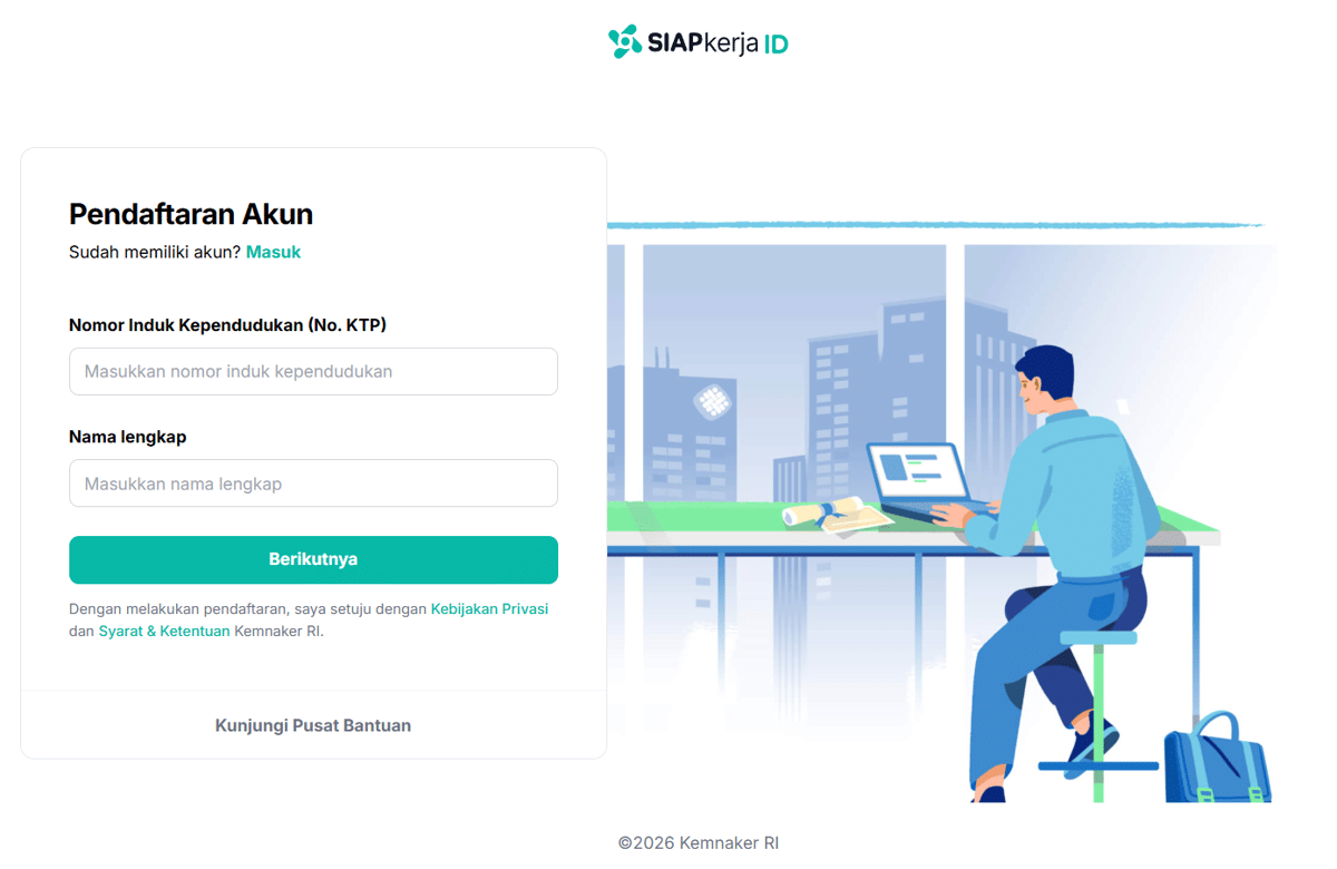Tampilan situs SIAPkerja