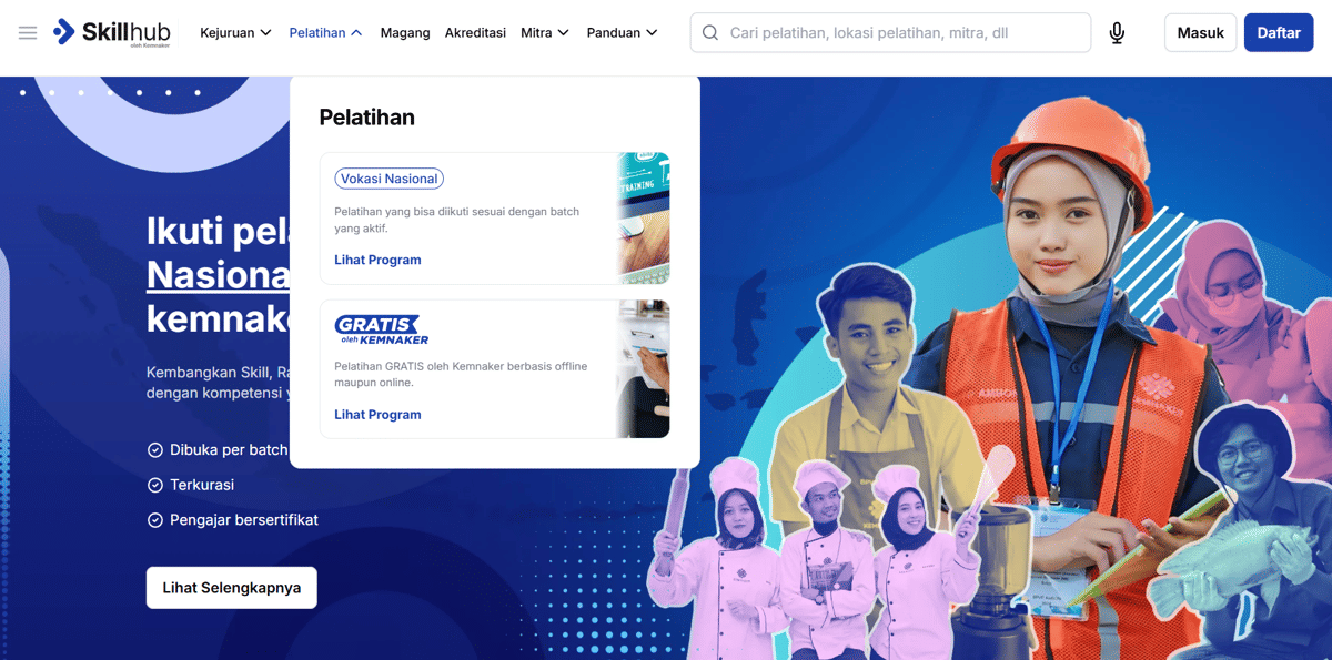 Tampilan situs Skillhub
