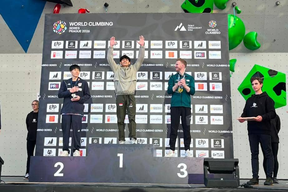 Atlet lead putra Merah-Putih, Putra Tri Ramadhani, juara di World Climbing Series Praha 2026 (dok.FPTI)