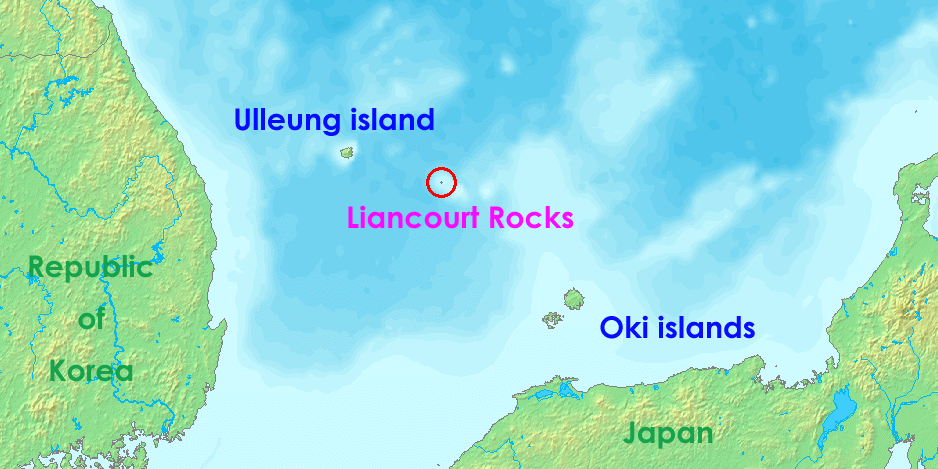 gambar Pulau Dokdo di antara Korea Selatan dan Jepang (commons.wikimedia.org/demis.nl)
