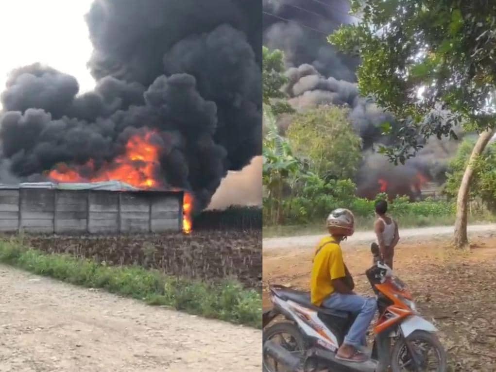 Gudang Penimbunan BBM di Pesawaran Terbakar, Asap Hitam Membumbung