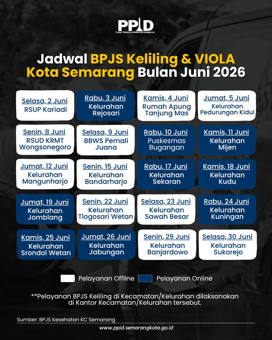 Jadwal BPJS Keliling dan VIOLA Kota Semarang Bulan Juni 2026. (Dok. Pemkot Semarang)