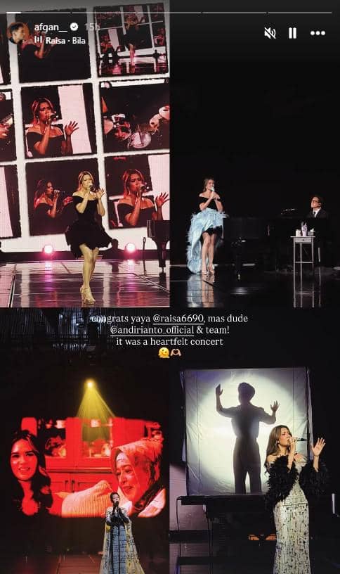Penyanyi Raisa tampil di atas panggung dalam konser Love & Let Go 2026 dengan berbagai busana elegan dan pencahayaan panggung yang dramatis.