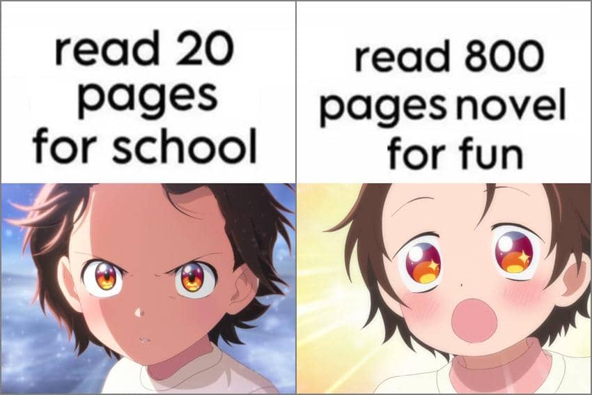 7 Meme Anime tentang Baca Buku, Malah Baca Manga!