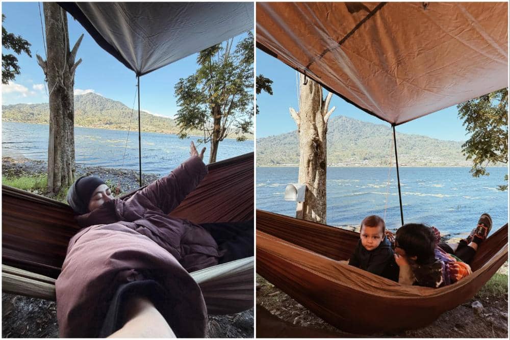 7 Potret Keluarga Ayudia Camping di Tepi Danau Buyan, Bedugul