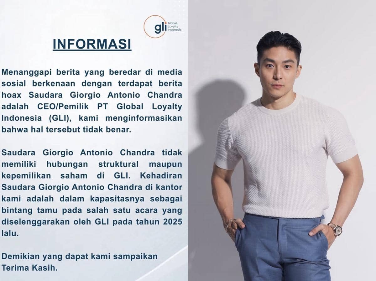 PT GLI Luruskan Status Giorgio Antonio, Tegaskan Bukan CEO Perusahaan