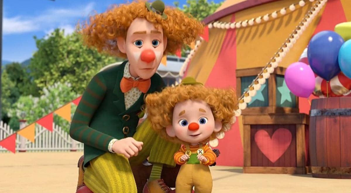karakter manusia badut dalam animasi Masha and the Bear
